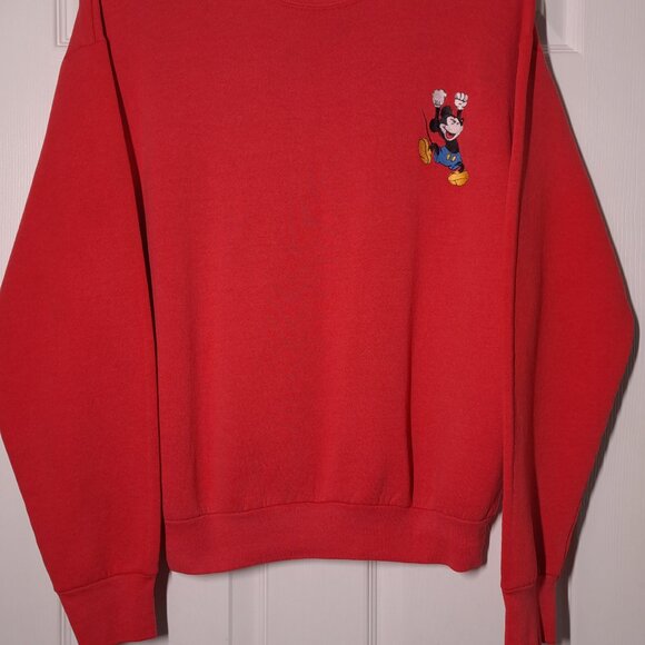 VINTAGE Mickey & Co Cheering Mickey USED Sweatshirt (DISTRESSED, S, Embroidered) - Picture 7 of 10